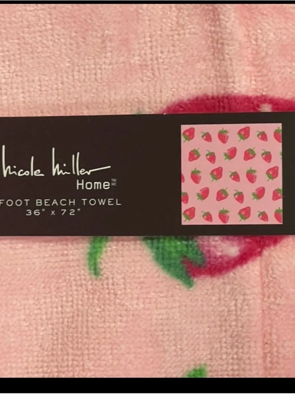 Nicole Miller Strawberries Beach Towel - Pink Beach Towel Strawberries